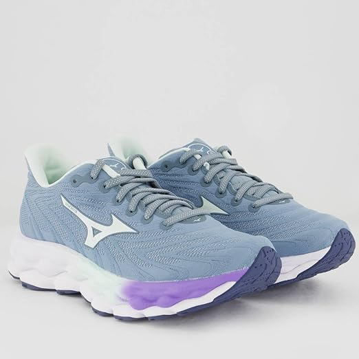 Tênis Mizuno Wave Sky 8 Feminino Cinza e Roxo